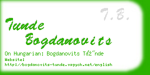 tunde bogdanovits business card